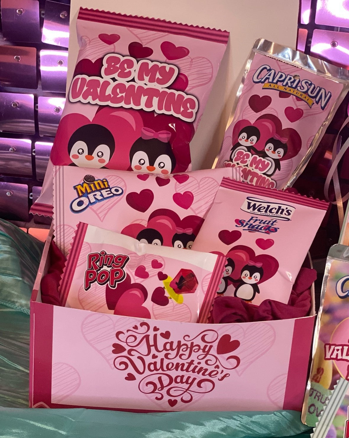 Pink Penguin Valentine Box