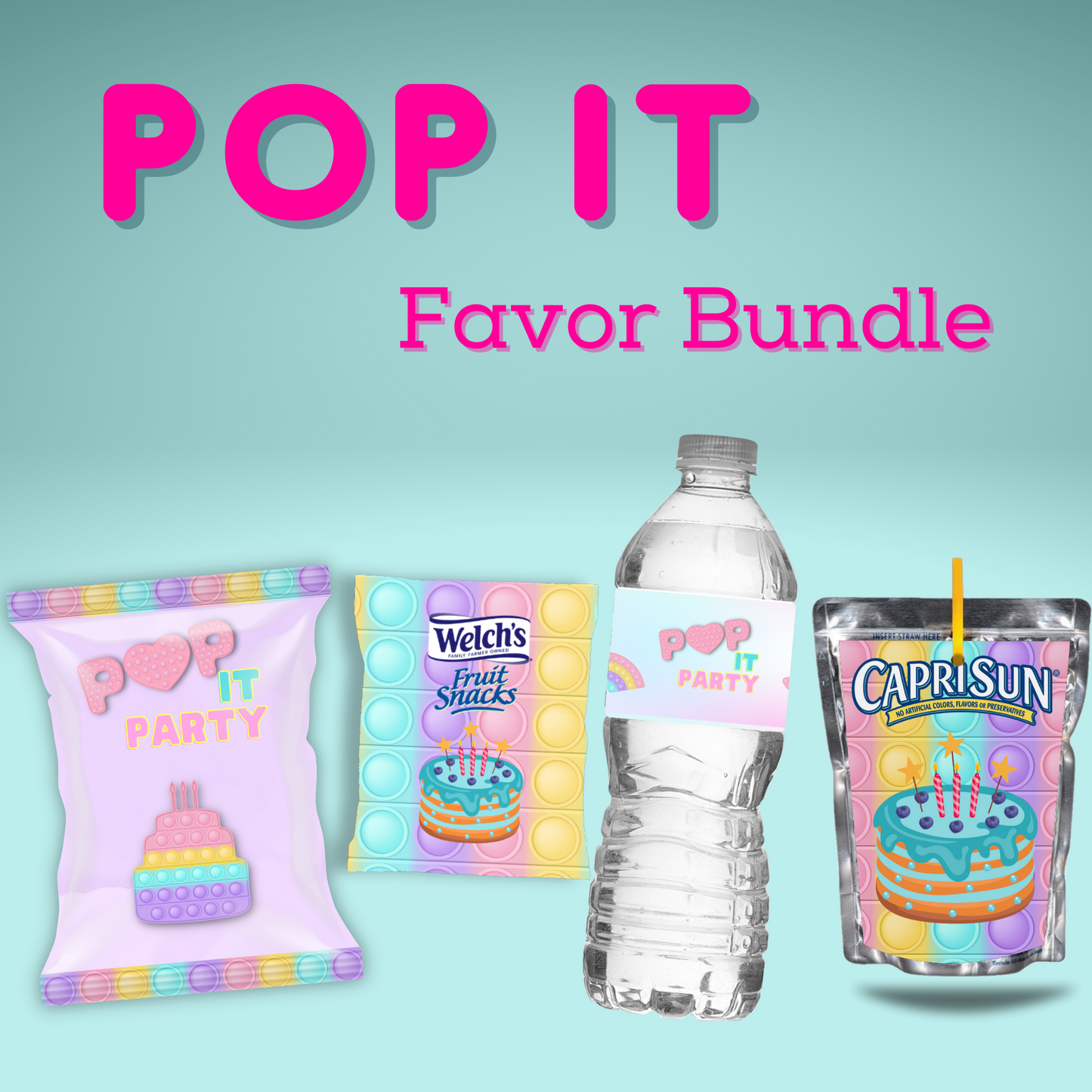 Pop It DIGITAL party favors bundle
