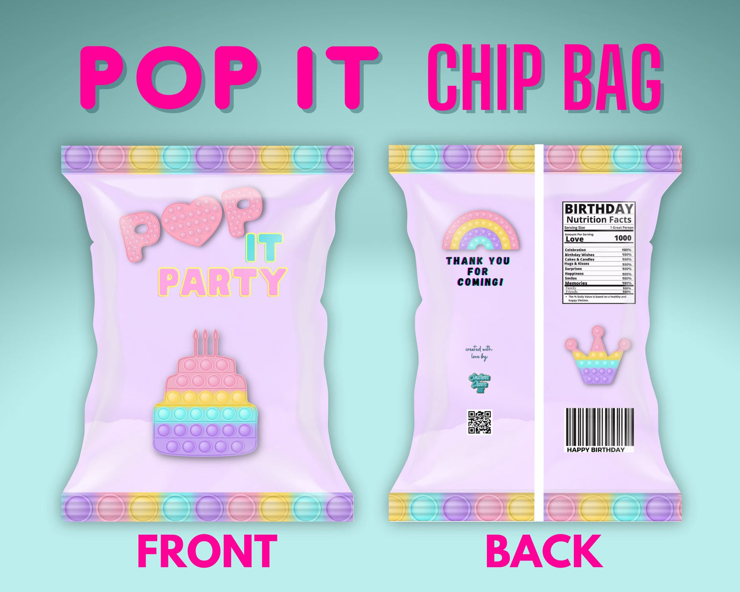 Pop It DIGITAL party favors bundle